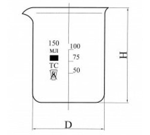 Стакан Н-1-600 низкий с делениями и носиком, ТС