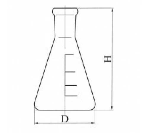 Колба коническая с цилиндрической горловиной КН-2-50-34, с делениями, ТС